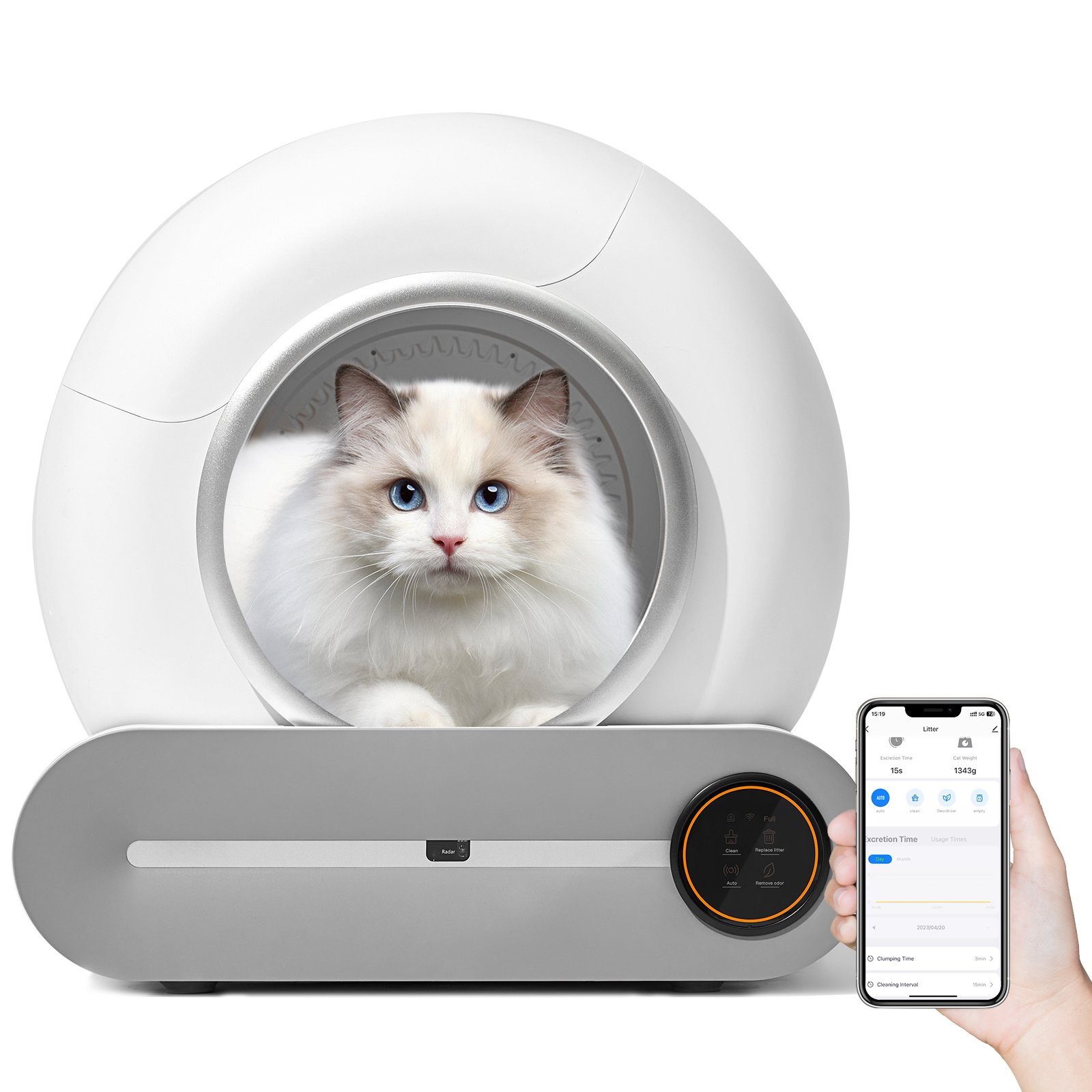 TAKOYI Self-Cleaning Cat Litter Box, Automatic Scooping and Odor Removal, App Control Support 2.4G WiFi, Smart Automatic Cat Litter Box with Liner TAKOYI Self-Cleaning Cat Litter Box, Automatic Scooping and Odor Removal, App Control Support 2.4G WiFi, Smart Automatic Cat Litter Box with Liner