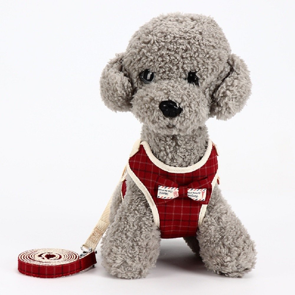 Dog Breathable Mesh Harness with Leash Pet Walking Harness with Cute Bows Adjustable Training Vest Dog Breathable Mesh Harness with Leash Pet Walking Harness with Cute Bows Adjustable Training Vest
